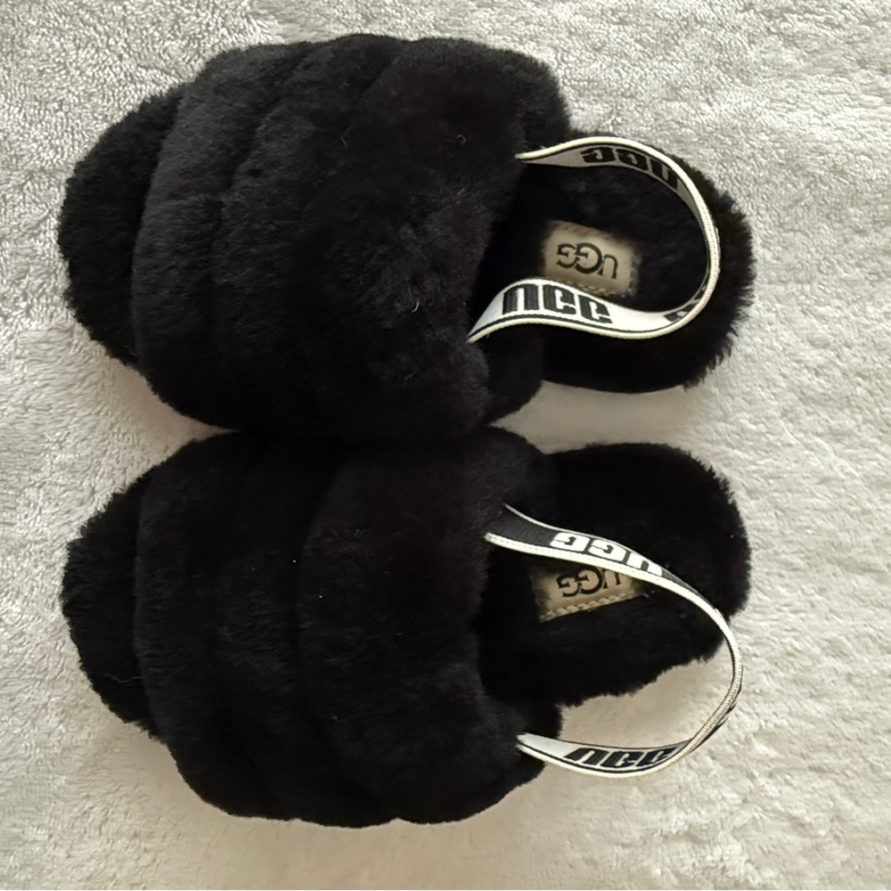 UGG baby  Black Furry Slippers
